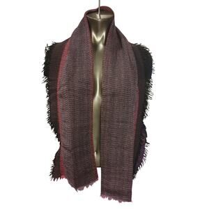 Nordstrom Wool Knit Black Brown Red Grunge Dirt Fashion Wrap Scarf